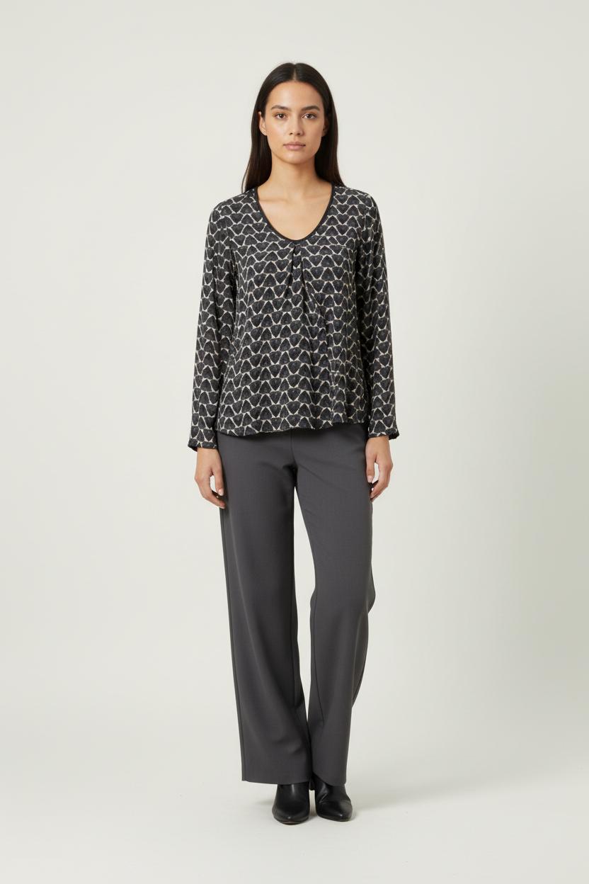 Blouse Noire et Beige - Taille M/38