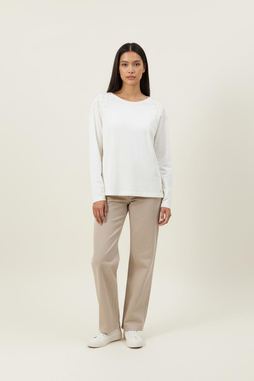 Tee-shirt Manches Longues Blanc - Taille XS/34