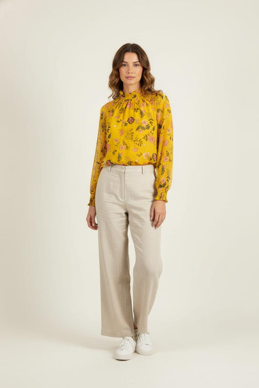 Blouse Jaune et Multicolore - Taille S/36