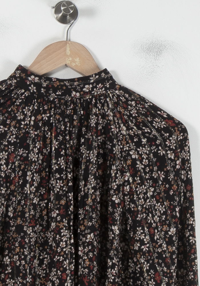 Blouse Fleurie Noire et Blanche - Taille M/38