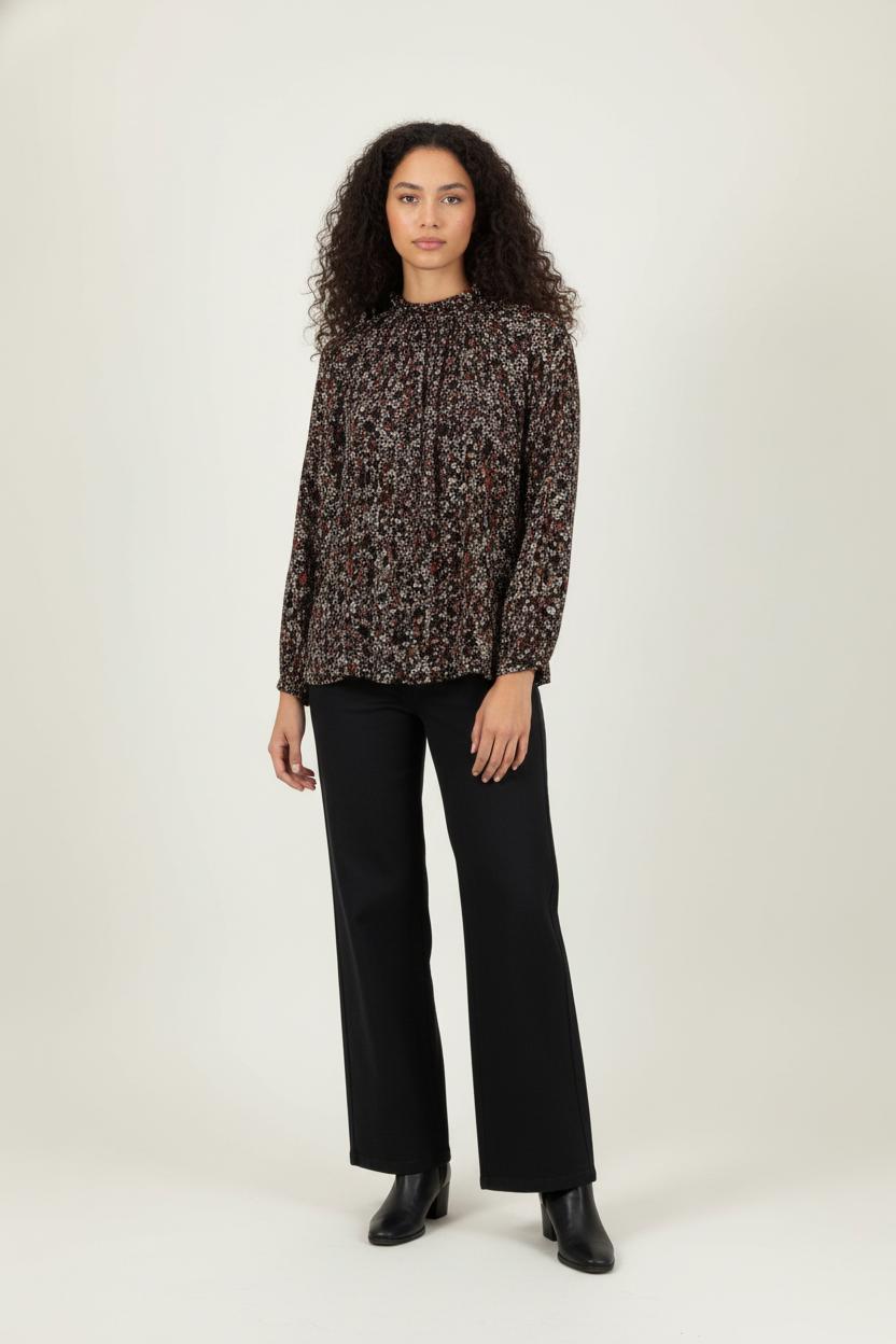 Blouse Fleurie Noire et Blanche - Taille M/38