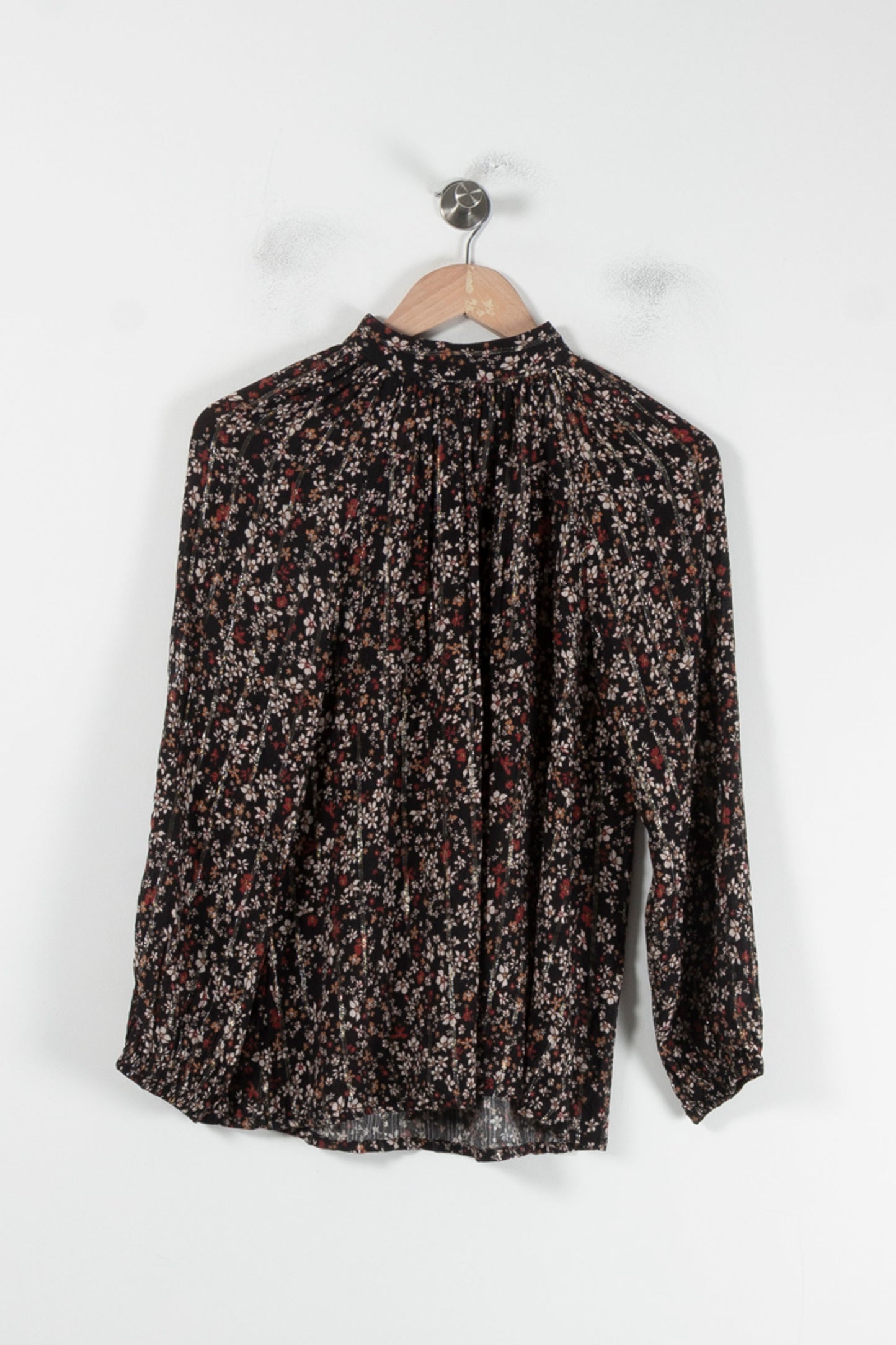 Blouse Fleurie Noire et Blanche - Taille M/38