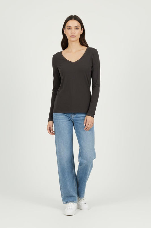 Tee-shirt Manche Longue Gris - Taille XS/34