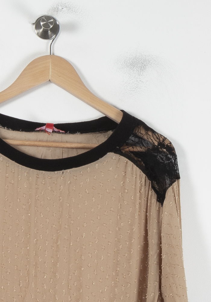 Blouse Beige et Noire - Taille L/40