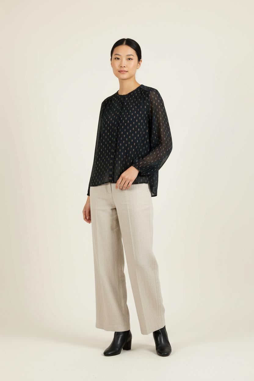 Blouse Verte et Dorée - Taille S/36