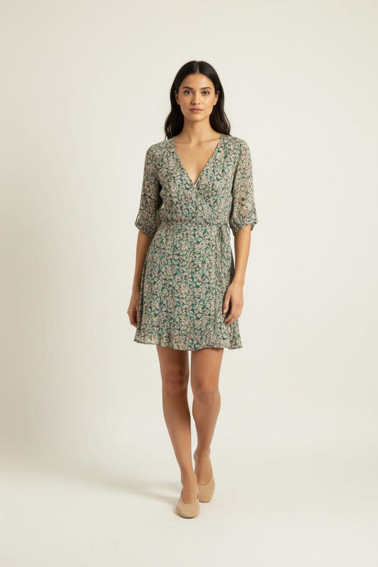 Robe Fleurie Verte - Taille S/36