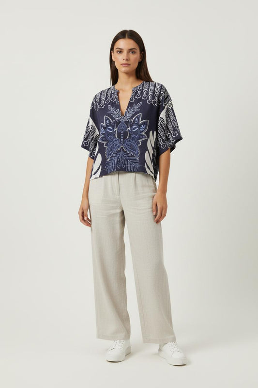 Blouse Bleue et Blanche - Taille L/40