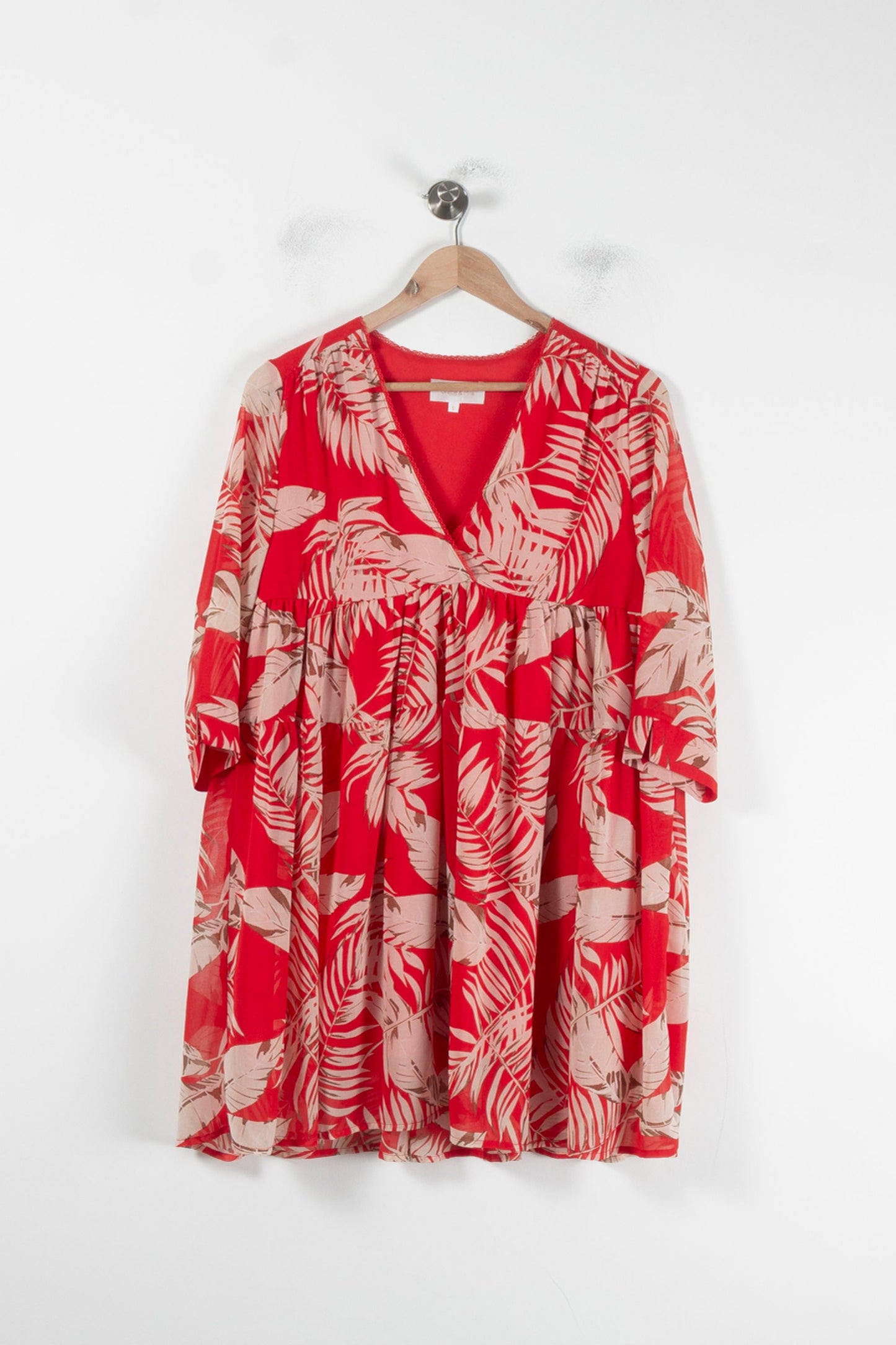 Robe Courte Rouge et Beige - Taille S/36