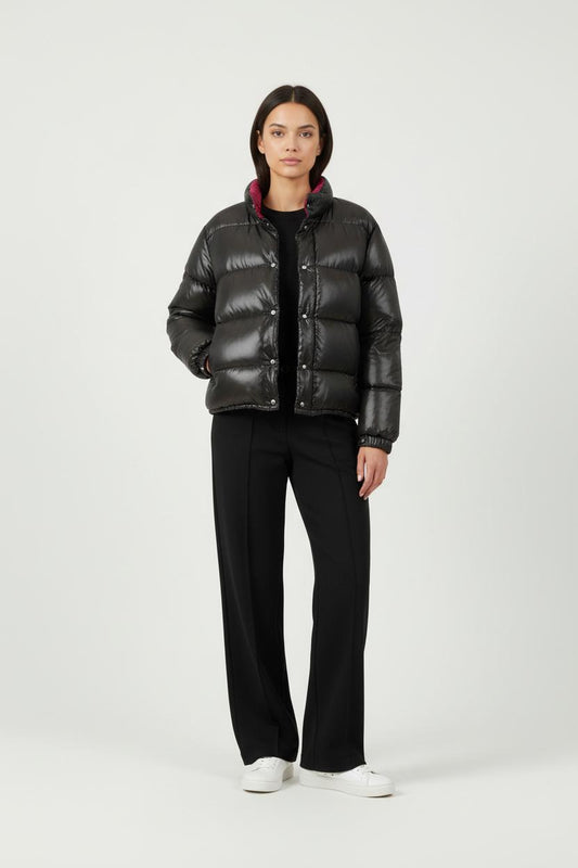 Doudoune Courte Noire et Bordeaux - Taille S/36