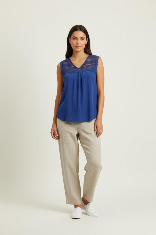 Blouse Sans Manches Bleue - Taille M/38