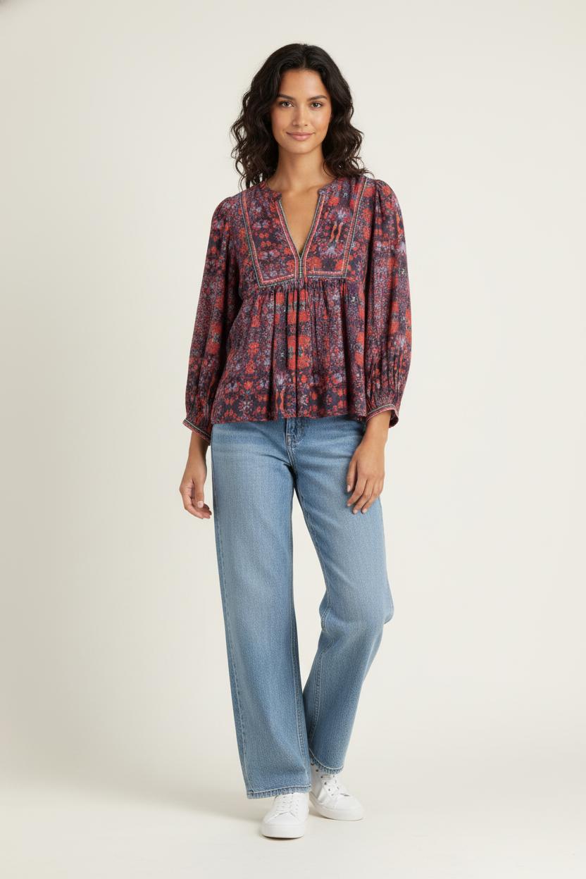 Blouse Rouge et Violette - Taille S/36