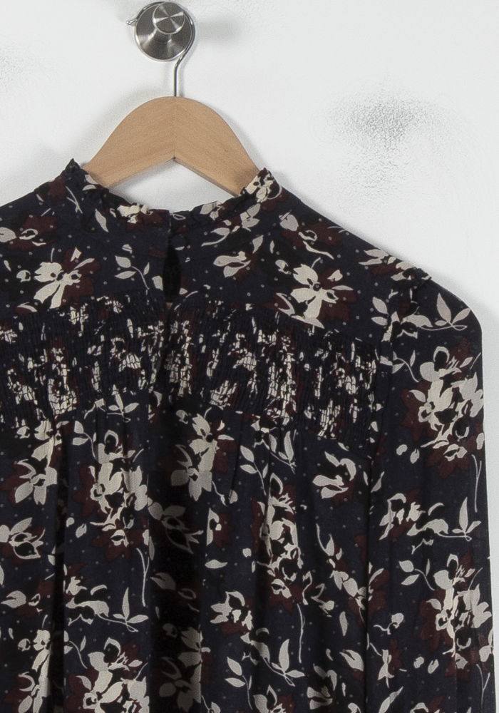 Blouse Fleurie Noire et Blanche - Taille M/38