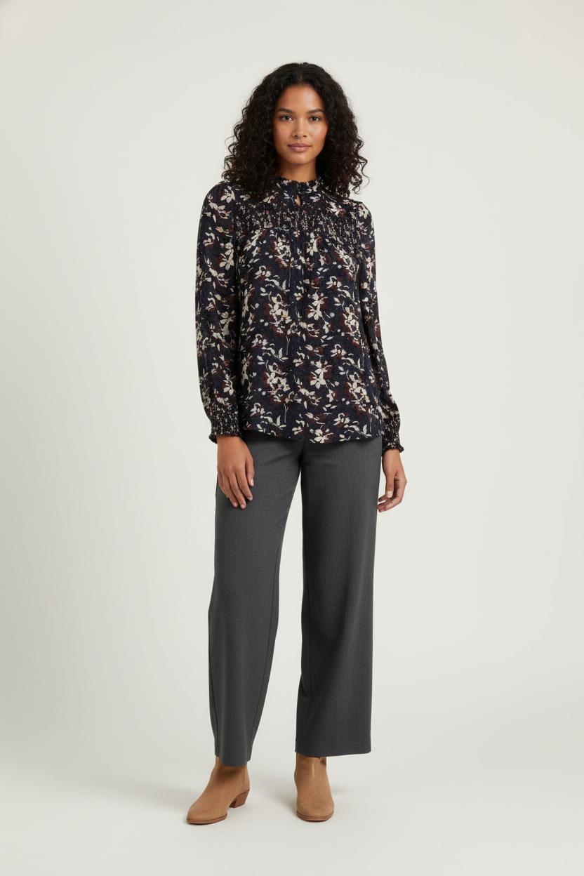 Blouse Fleurie Noire et Blanche - Taille M/38