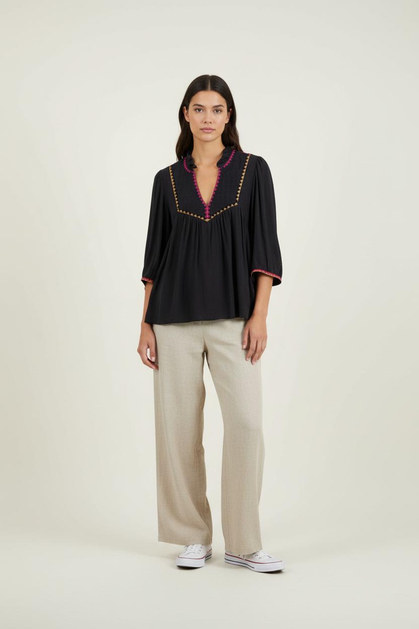 Blouse Bleue et Rose - Taille S/36