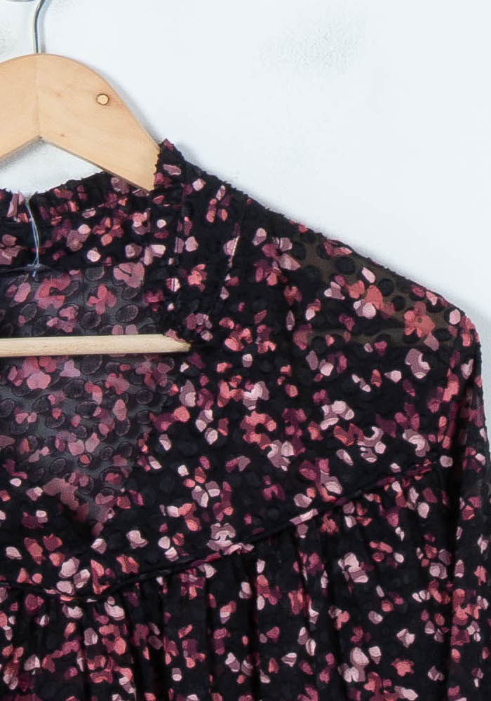 Blouse Noire et Rose - Taille M/38