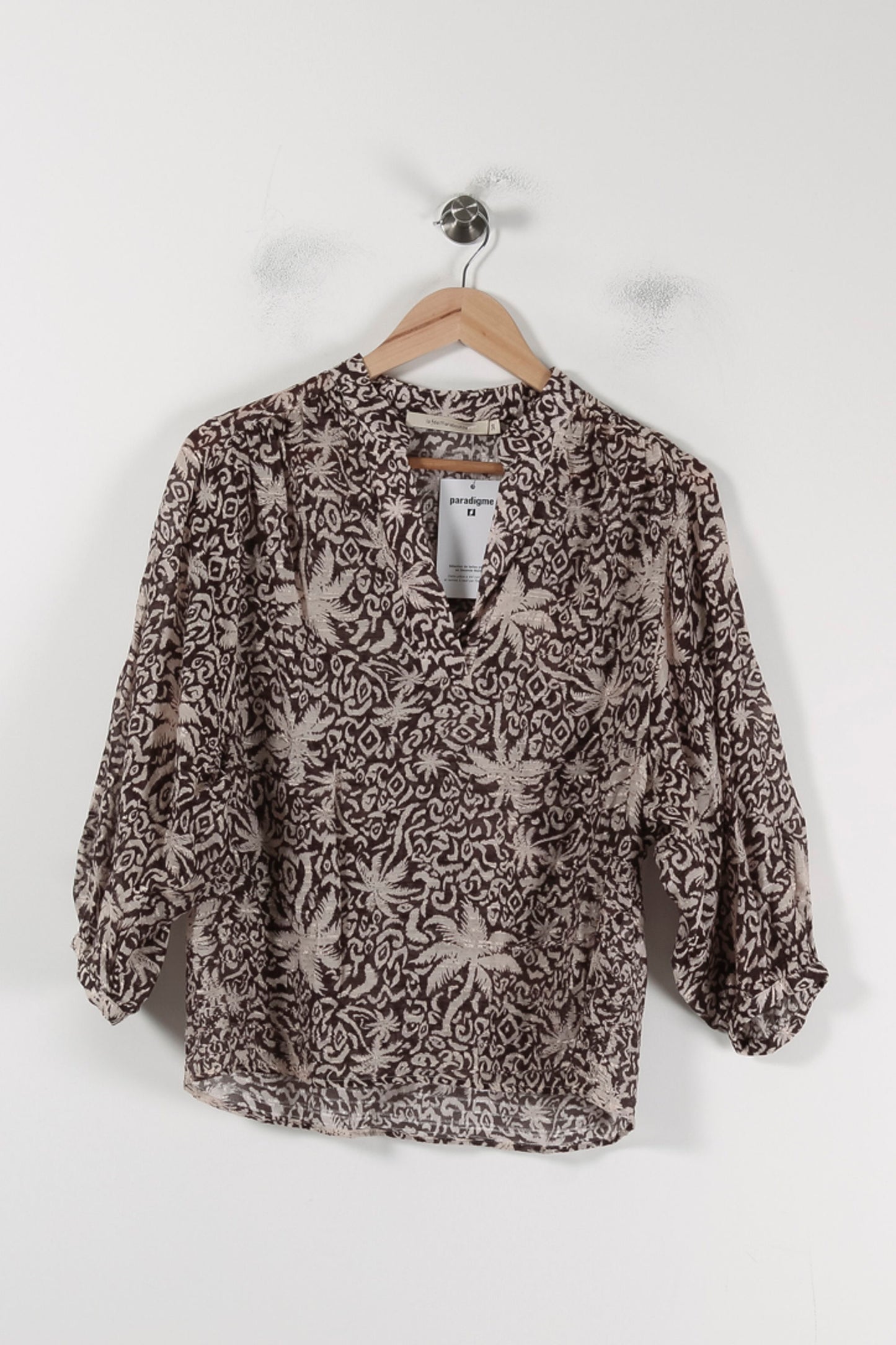Blouse marron et beige - Taille M/38