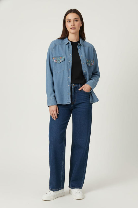 Chemise en Jean Bleue - Taille XS/34