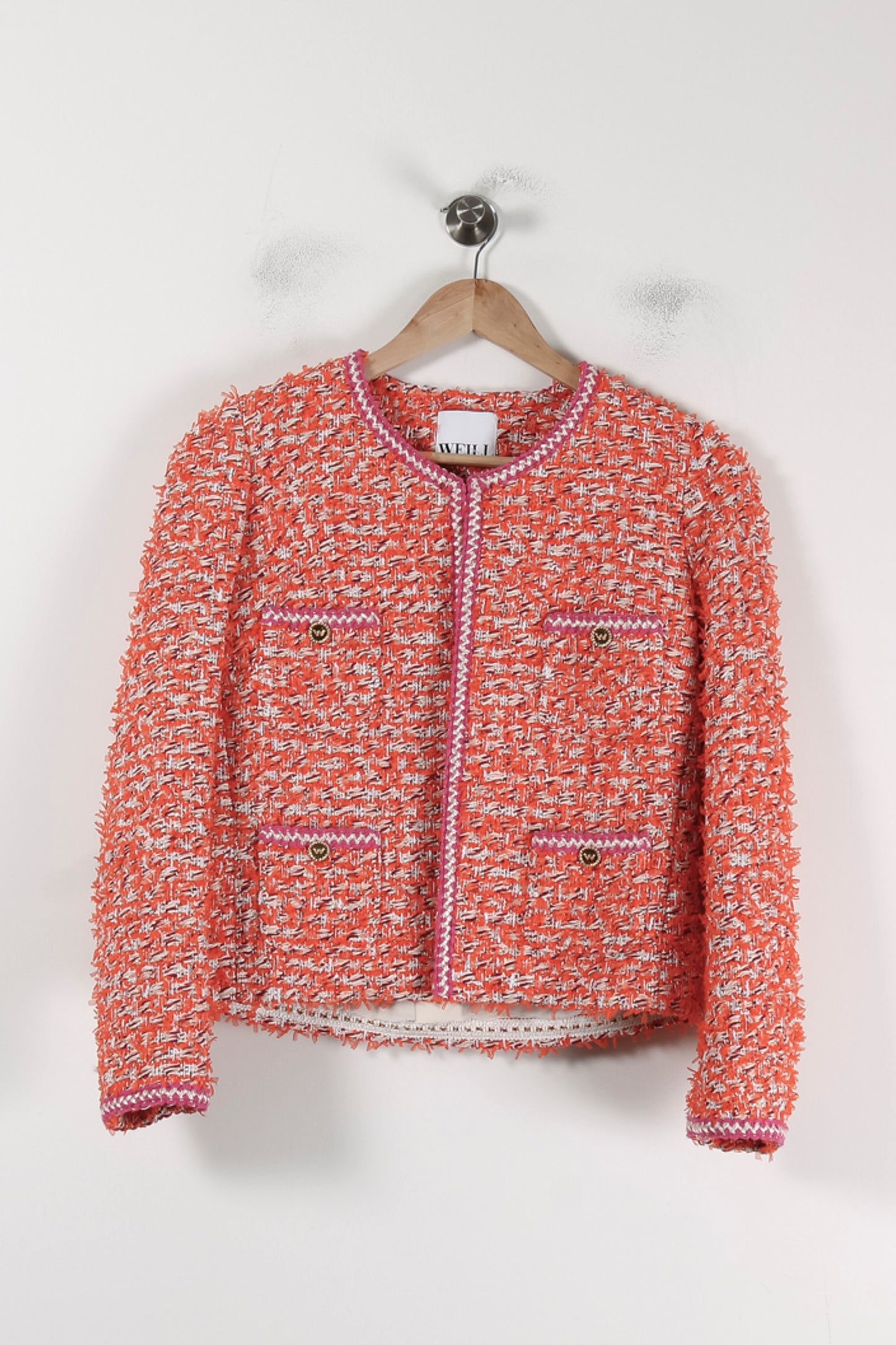 Veste Courte en Tweed Orange et Rose - Taille S/36