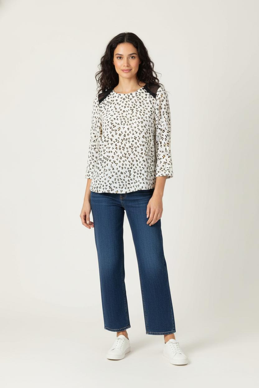 Blouse Blanche et Noire - Taille XS/34