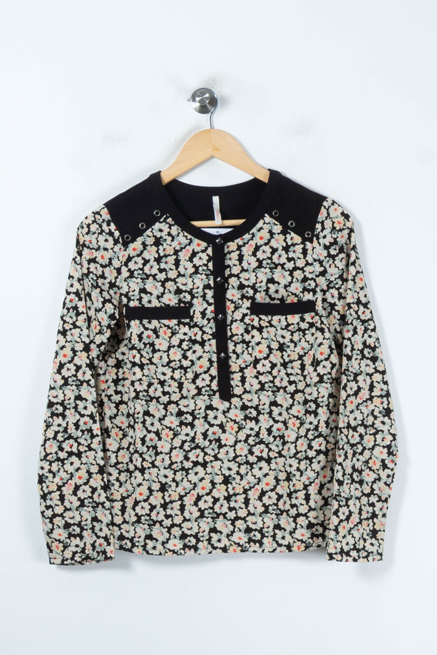 Blouse Fleurie Noire et Blanche - Taille XS/34