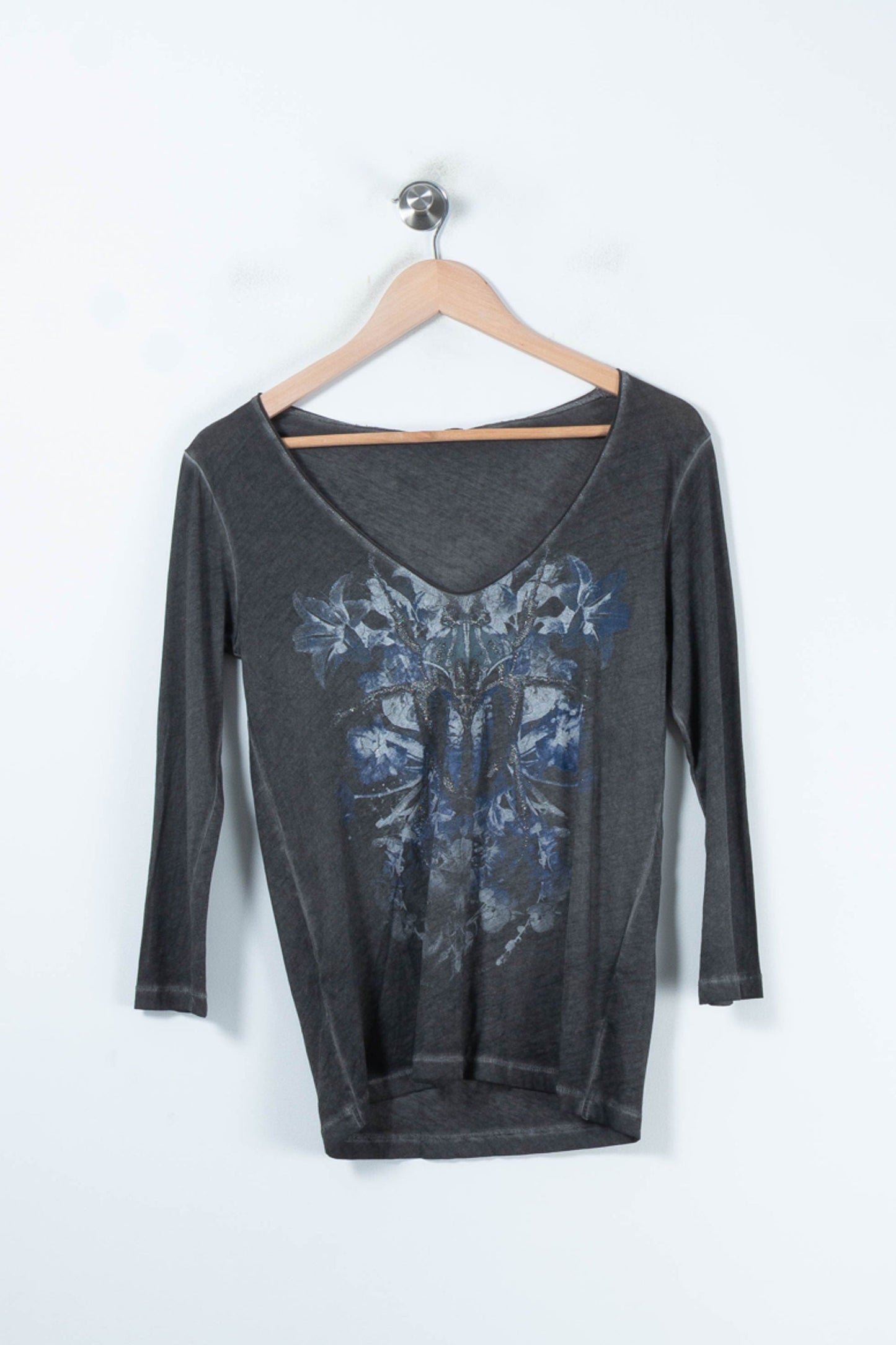 Tee-shirt Manches Longues Gris et Bleu - Taille S/36