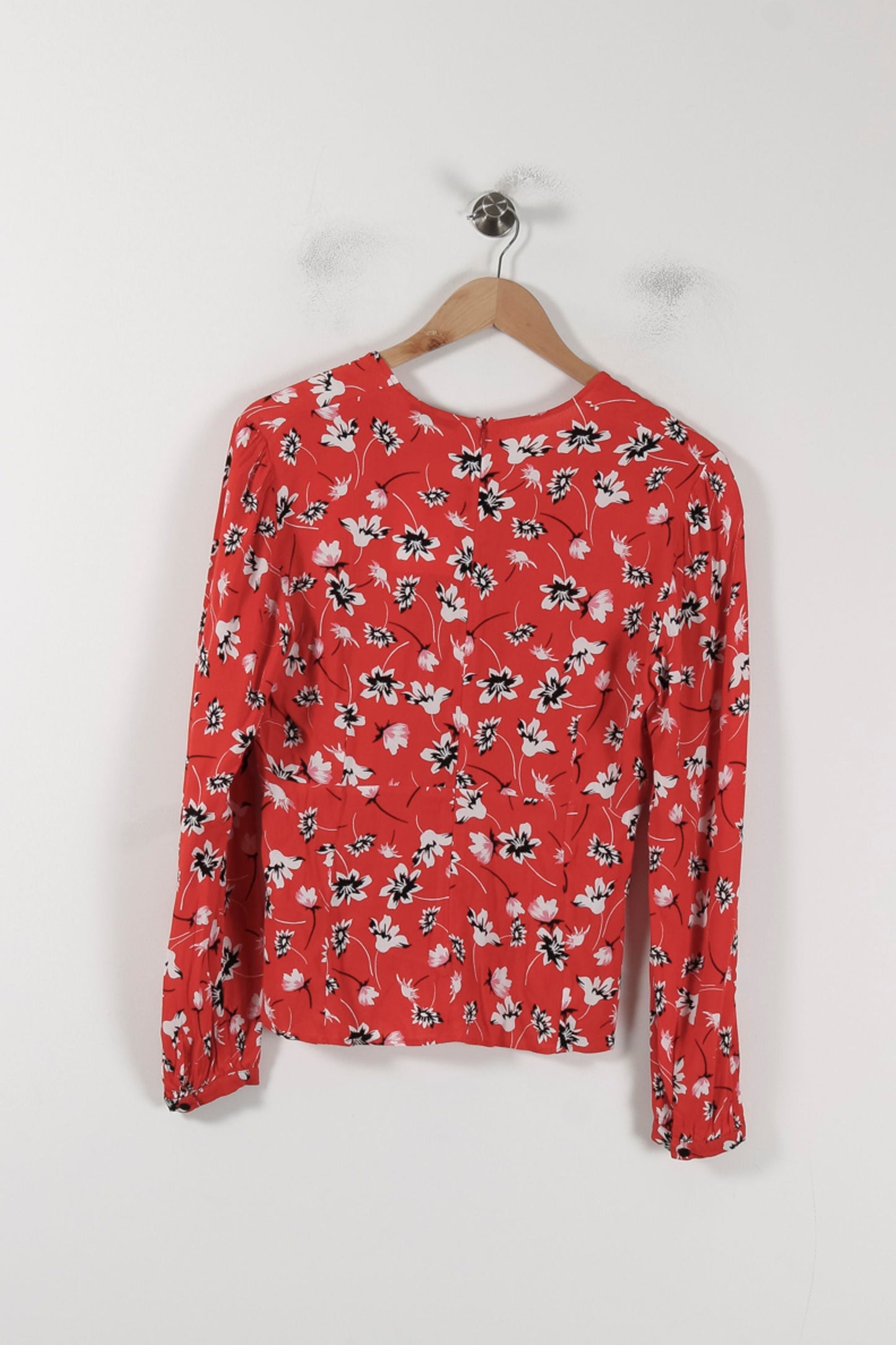 Blouse Fleurie Rouge et Blanche - Taille M/38