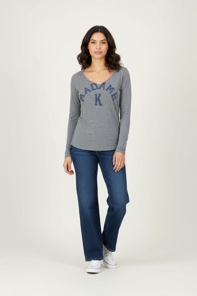 Tee-shirt Manches Longues Gris - Taille S/36