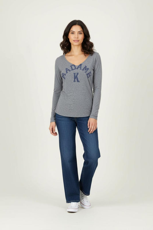 Tee-shirt Manches Longues Gris - Taille S/36