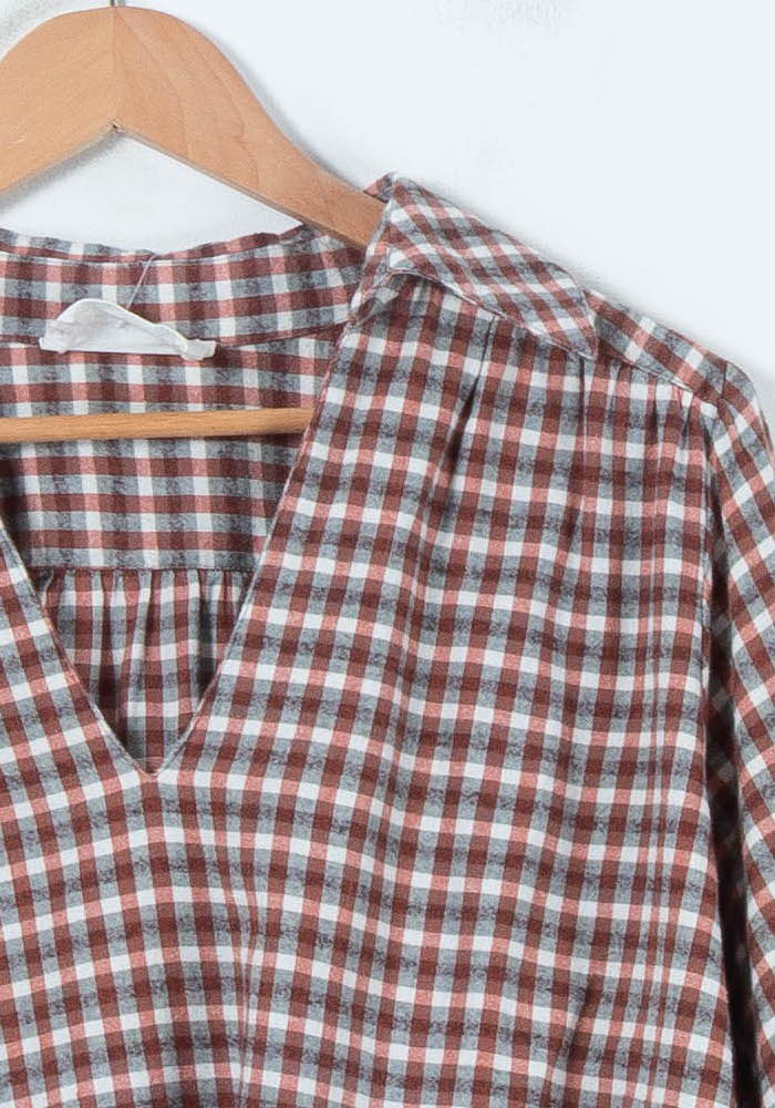 Blouse Marron et Blanche - Taille L/40