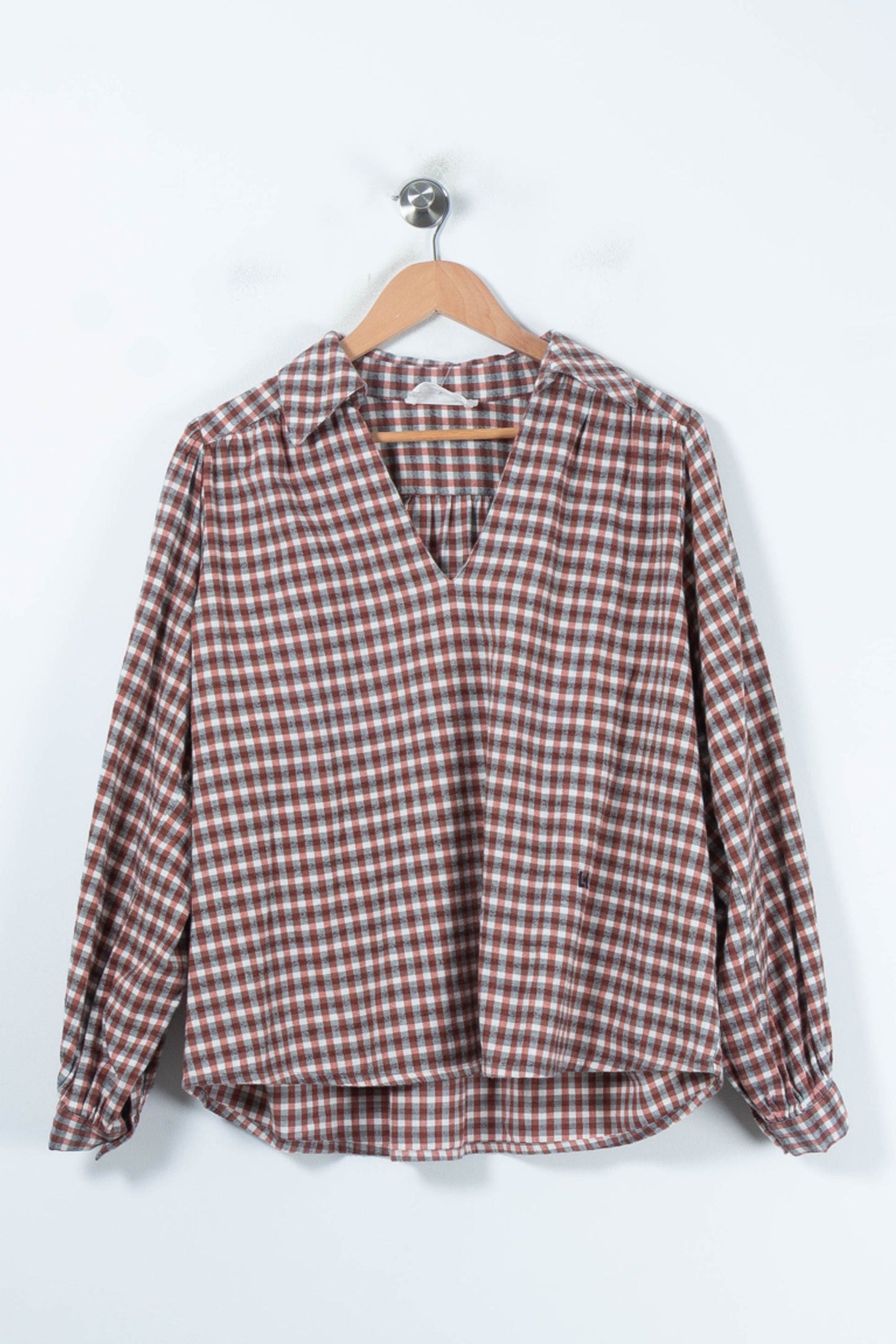 Blouse Marron et Blanche - Taille L/40