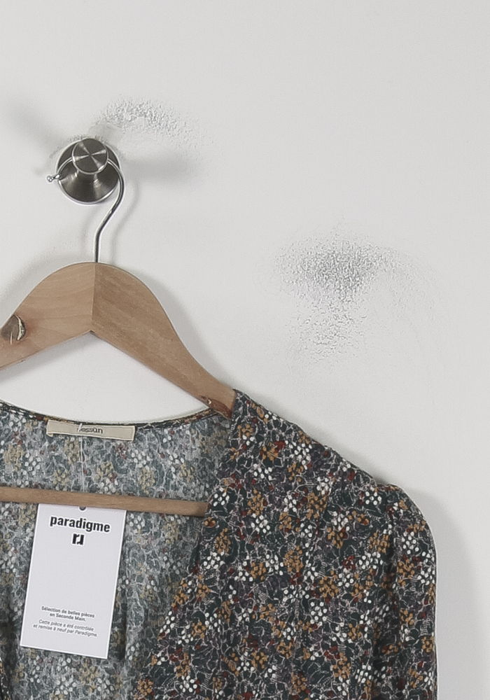 Robe Midi Verte et Marron - Taille M/38