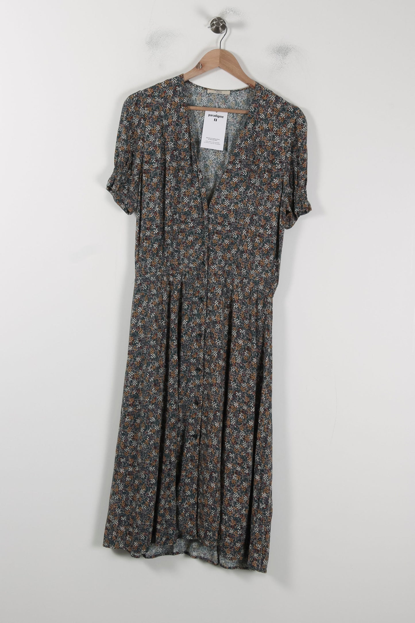 Robe Midi Verte et Marron - Taille M/38