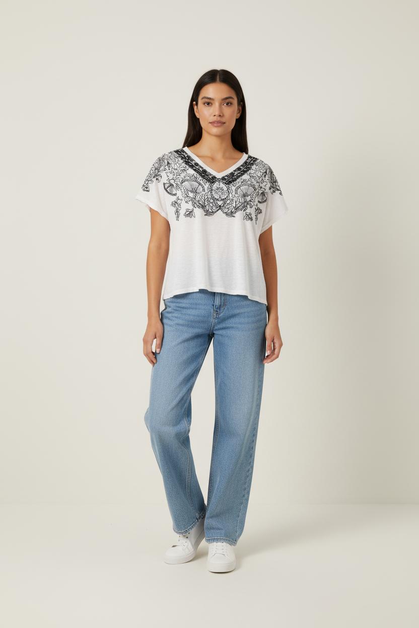 Tee-shirt Blanc et Noir - Taille S/36