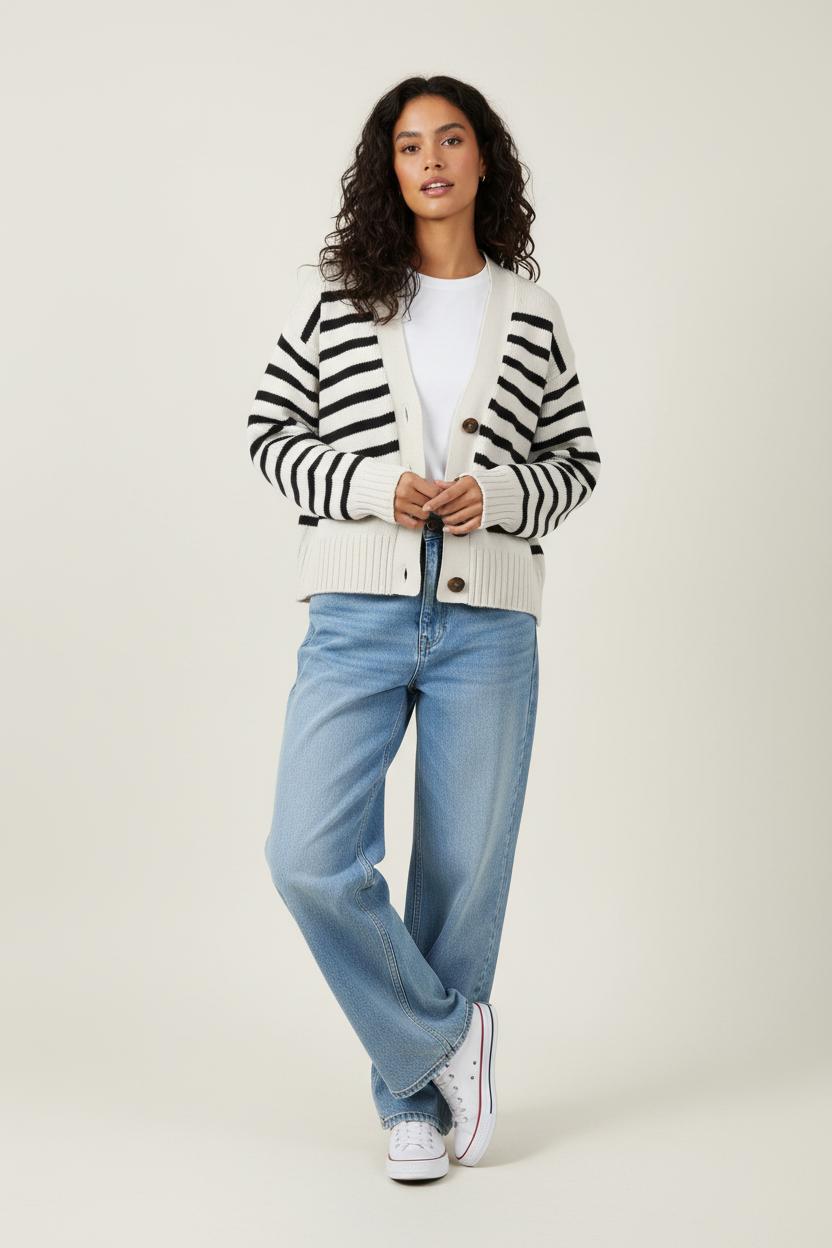 Cardigan Beige et Noir - Taille M/38