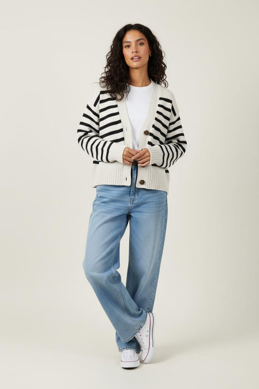 Cardigan Beige et Noir - Taille M/38