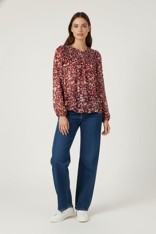 Blouse Bordeaux et Blanche - Taille S/36