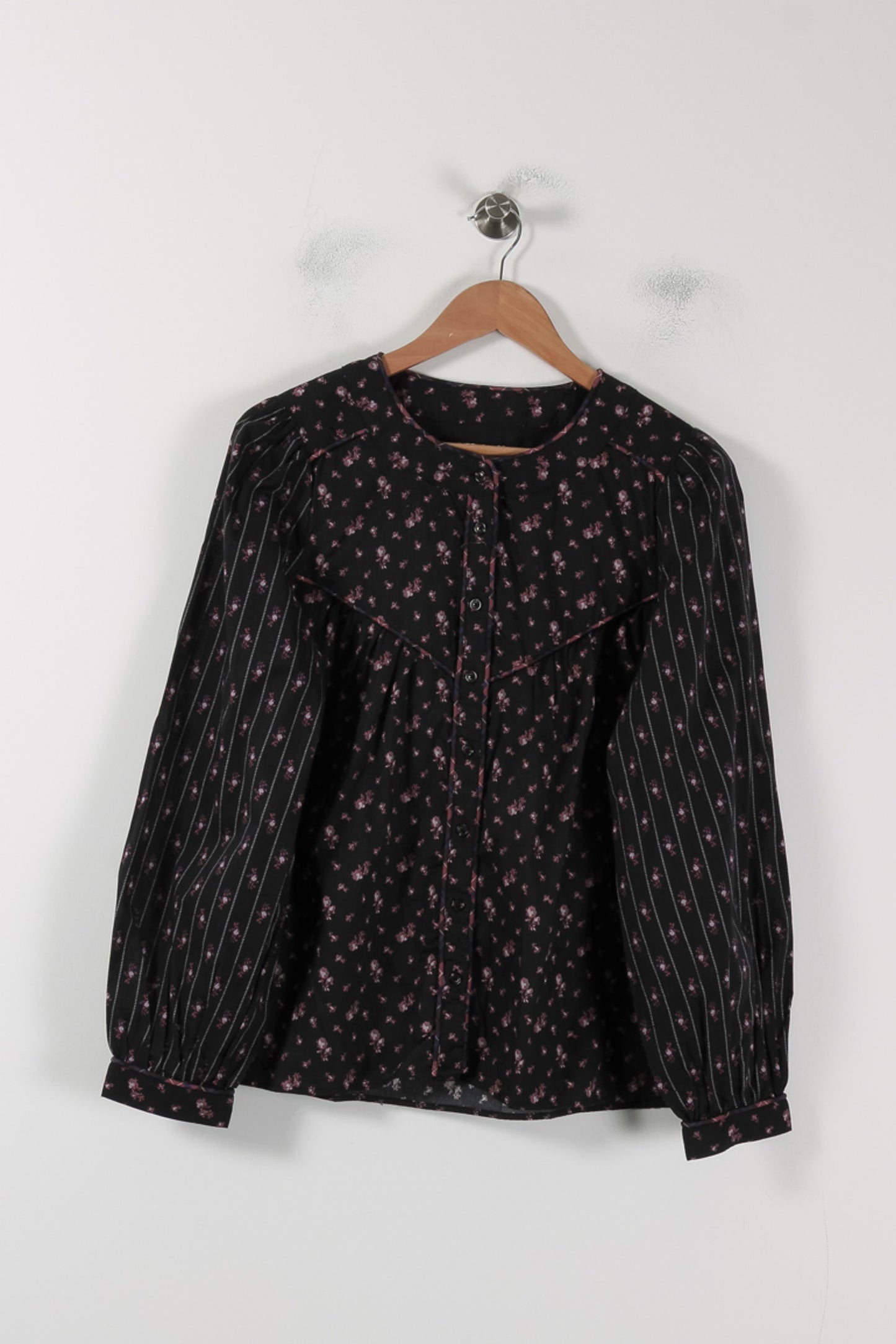 Blouse Noire et Rose - Taille L/40