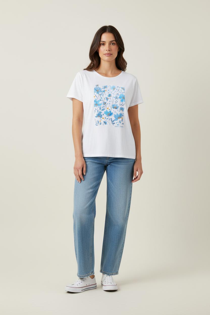 Tee-shirt Blanc et Bleu - Taille XXXL/46
