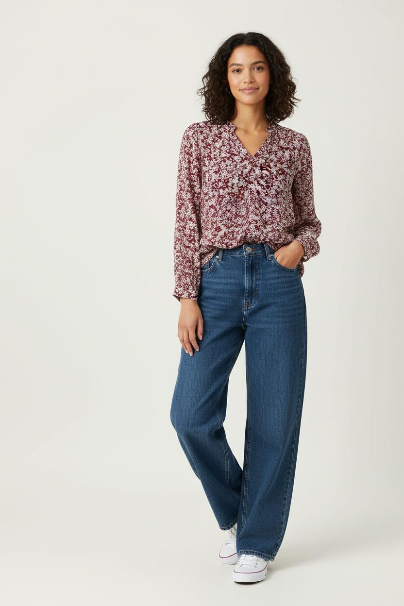 Blouse Imprimée Bordeaux et Blanche - Taille XXL/44