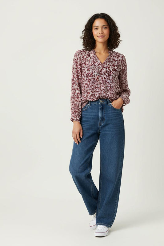 Blouse Imprimée Bordeaux et Blanche - Taille XXL/44