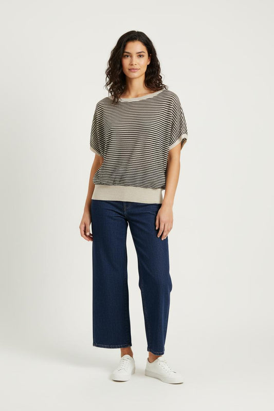 Tee-shirt Rayé Beige et Noir - Taille S/36