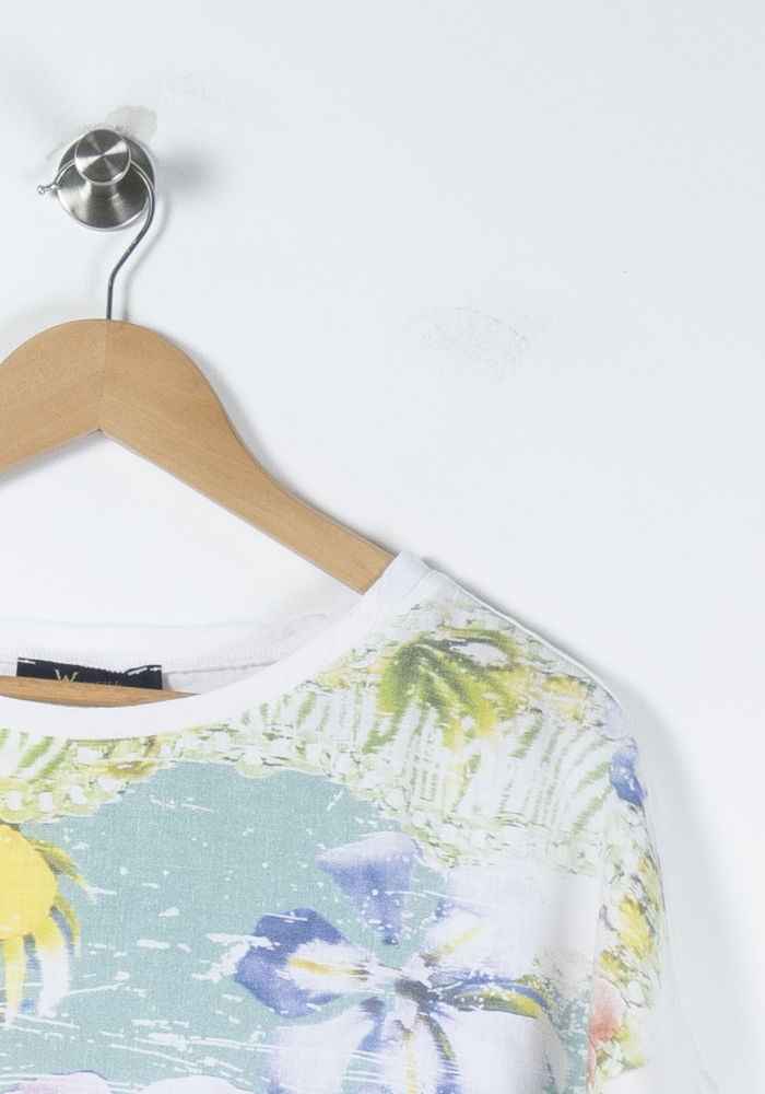 T-shirt Blanc et Vert - Taille M/38