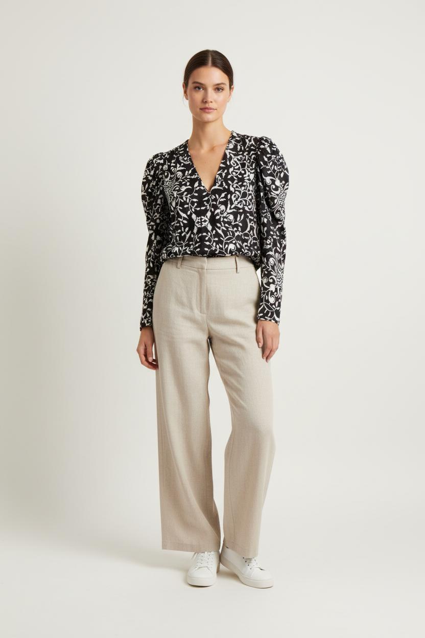 Blouse Noire et Blanche - Taille L/40