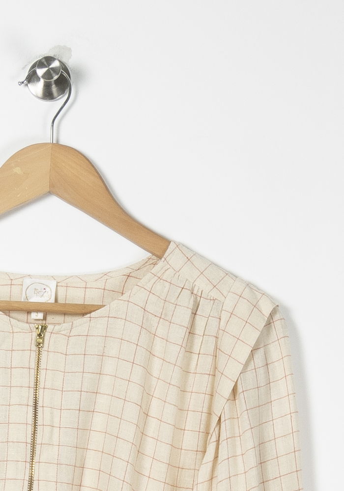 Blouse Beige à Carreaux - Taille L/40