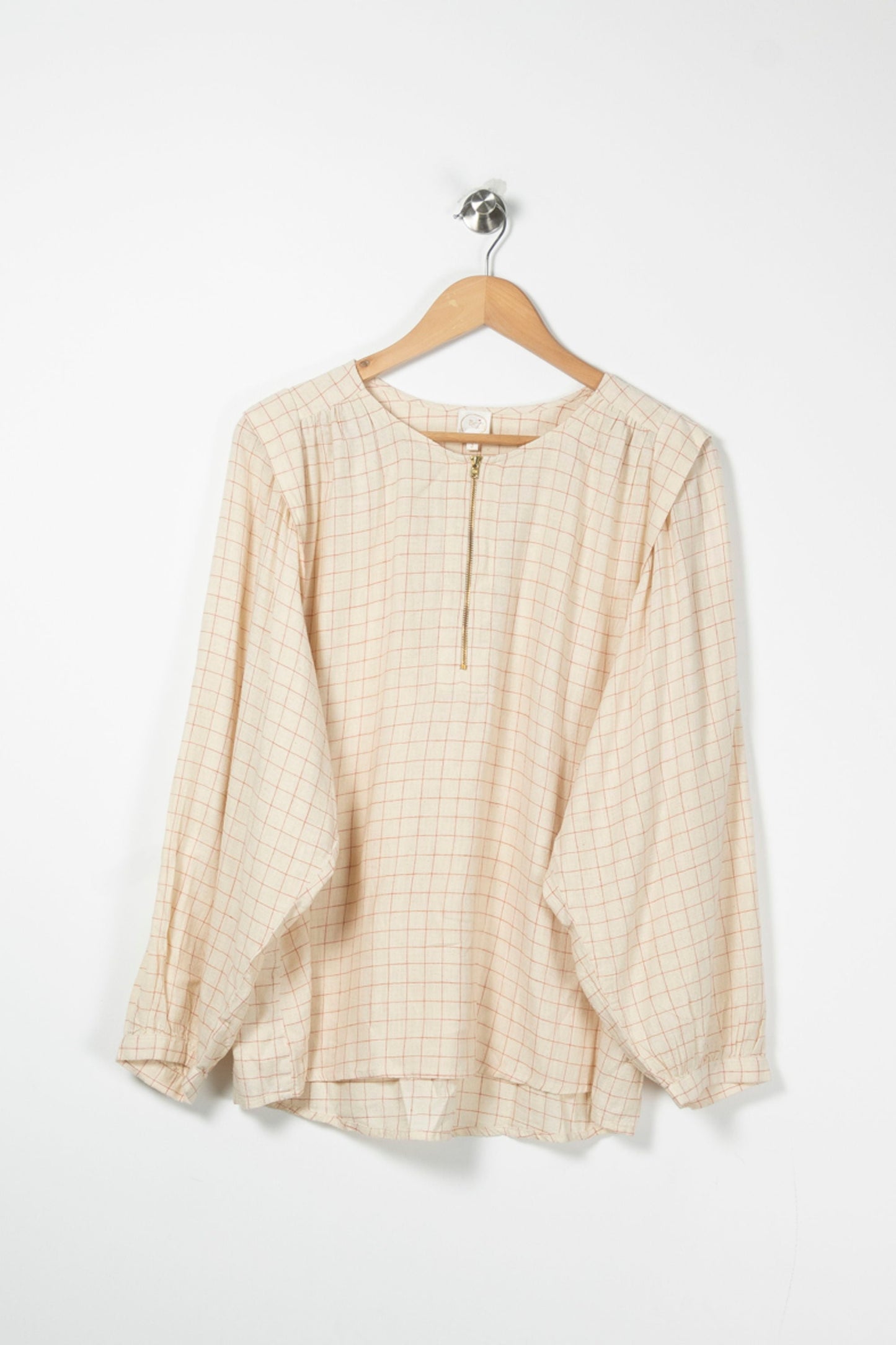 Blouse Beige à Carreaux - Taille L/40