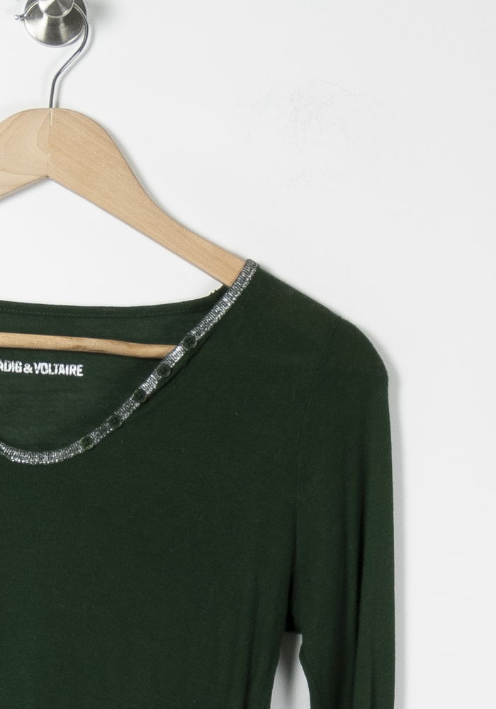 T-shirt Manche Longue Vert - Taille XS/34