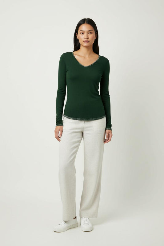 T-shirt Manche Longue Vert - Taille XS/34