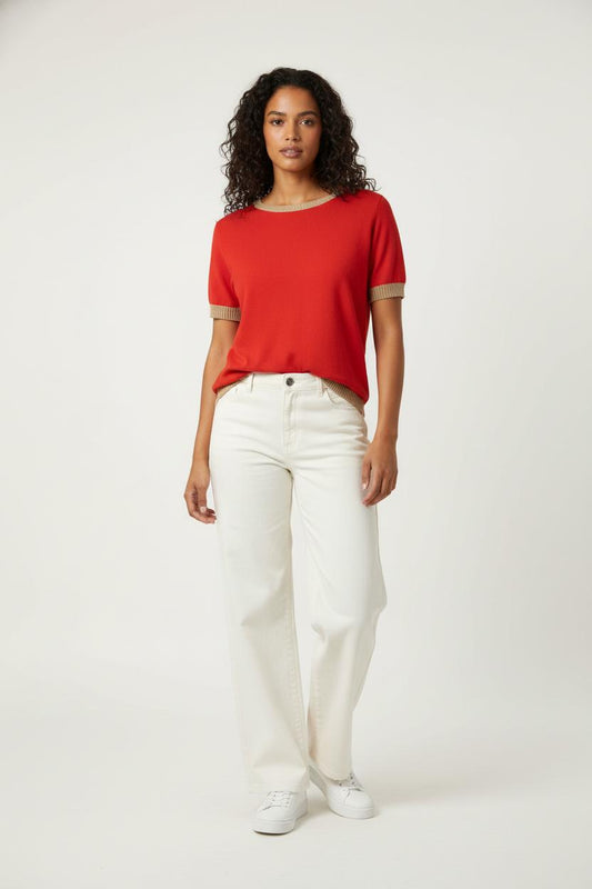 Pull Rouge et Beige - Taille M/38