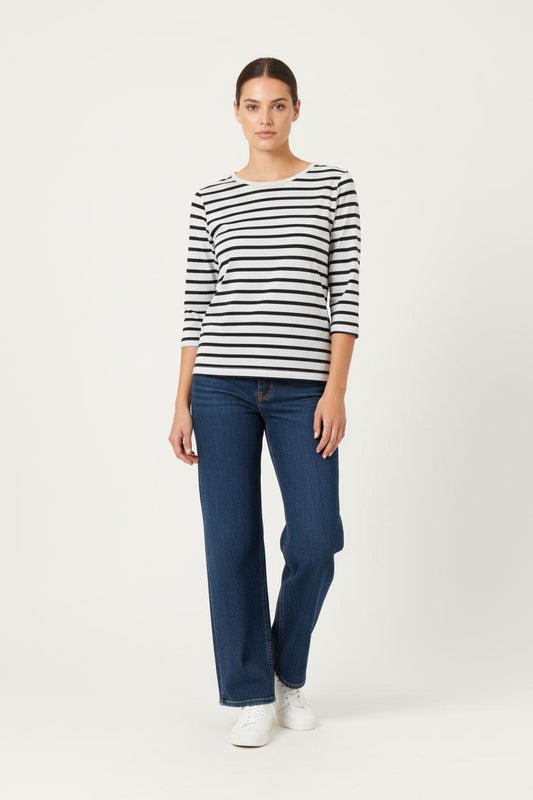 Marinière Blanche et Noire - Taille XS/34