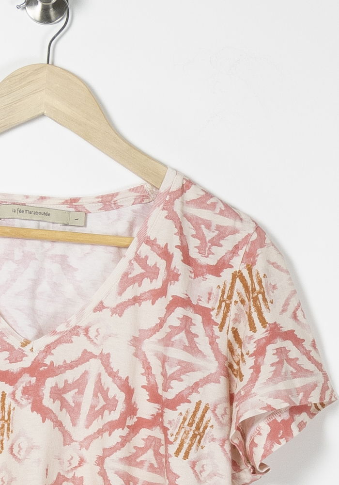 Tee-shirt Rose et Blanc - Taille L/40